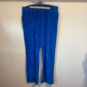 Vintage Y2K Whisper Me Blue Straight Leg Women's Velour Pants 1XL Cotton Blend
